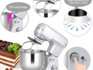 Kitchen Stand Mixer 5QT Bowl 220V Electric Food Mixer 6 Speeds Kitchen Mixer for Daily Use with Egg Whisk Dough Hook Flat Beater