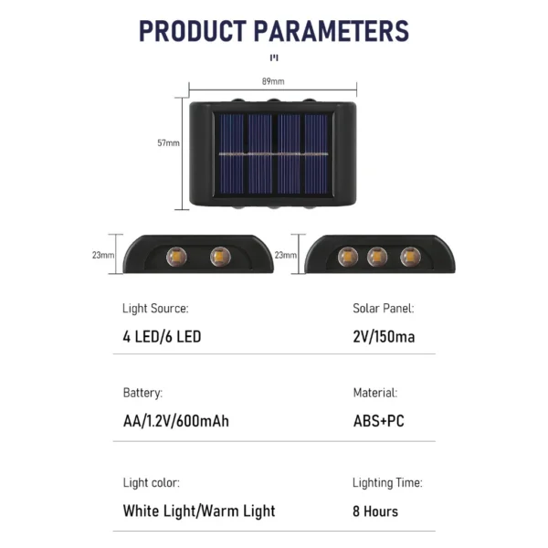 LED Solar Wall Light Outdoor Garden Yard Patio Pathway Fence Waterproof