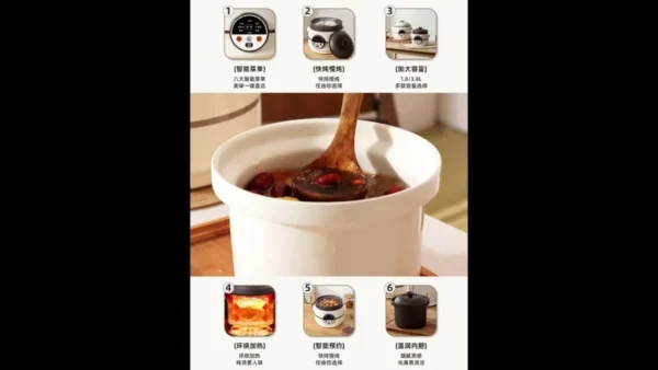 Automatic Electric Stew Cooker Large Capacity Multifunctional Health Pot