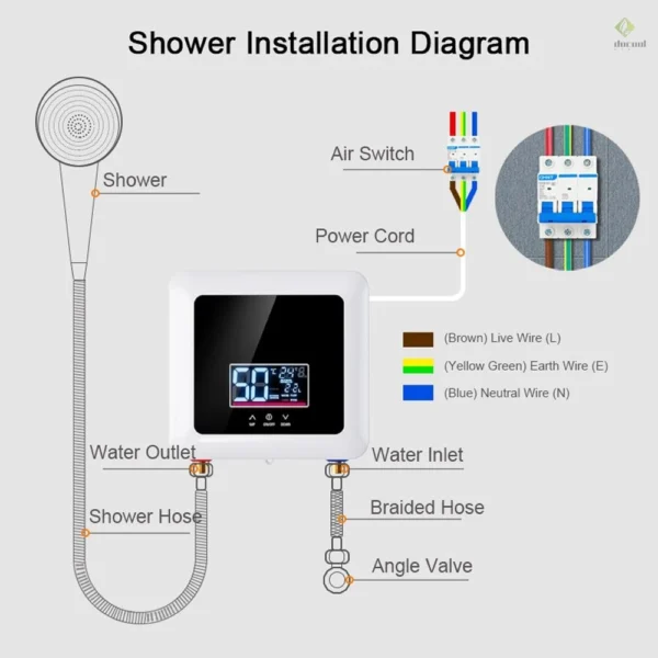 7500W Instant Electric Water Heater Tankless Wall Mounted LED Display